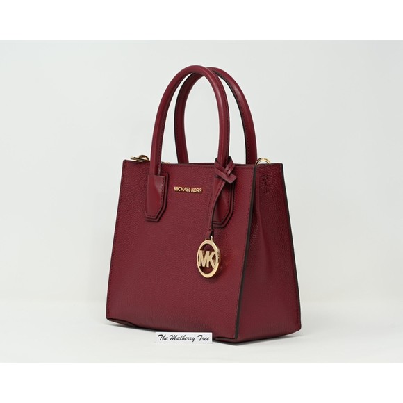 MICHAEL KORS MERCER Medium Mulberry Pebbled Leather Crossbody Messenger NWT $448 - Picture 2 of 8